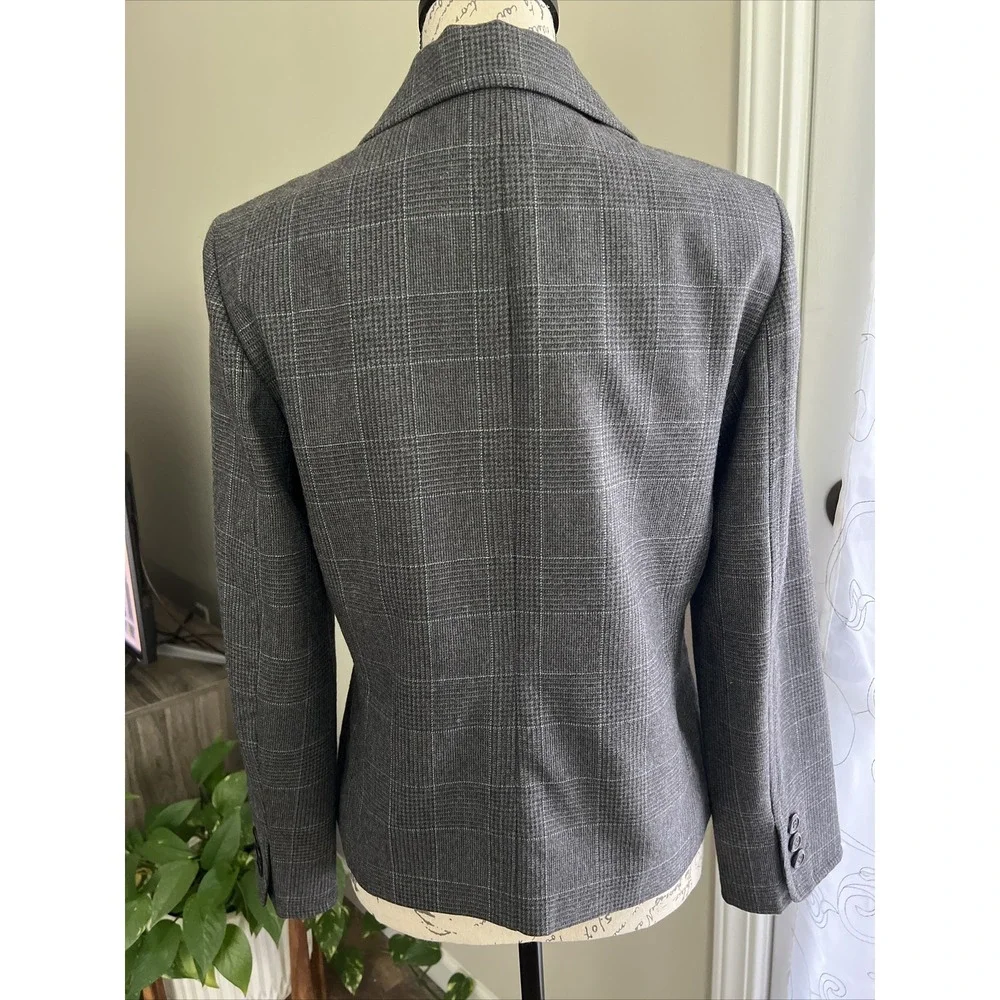 Pendleton Women's Virgin‎ Wool Blazer 6P Gray Blue Glen Plaid Office Classic